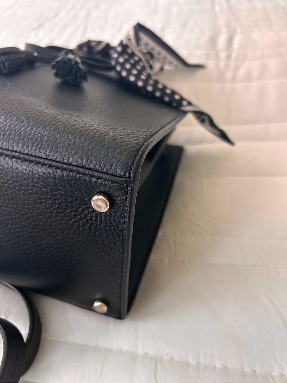 kate spade Black Pebbled Leather Shoulder Bag with Stud Feet - Picture 2 of 4